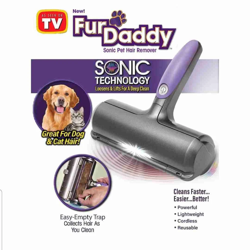 FUR DADDY Sonic Pet Hair Remover - Purple and Gray